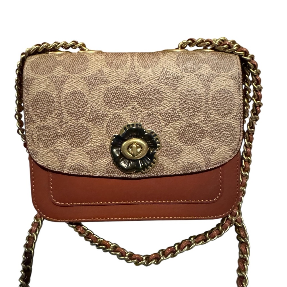 Coach Madison Signature Coated Canvas Mini Shoulder Bag W/ Tea Rose Turnlock NWT - Picture 3 of 10